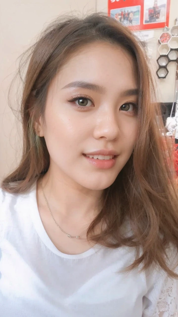 Perfect Korean with dark green eyes