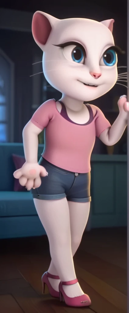 Cuerpo muscular, Bikini ajustado, Pechos gigantes, Pechos enormes, Enormes Proporciones, Short brown hair, Brown eyes, Caderas grandes, Culo enorme, Sonriente, Labios llamativos, Pintalabios rojo, Cuerpo completo, Mirando de enfrente, Sexy pose in a bathroom, Bright colors and solid tone, Mejor calidad 4k, Super detallado