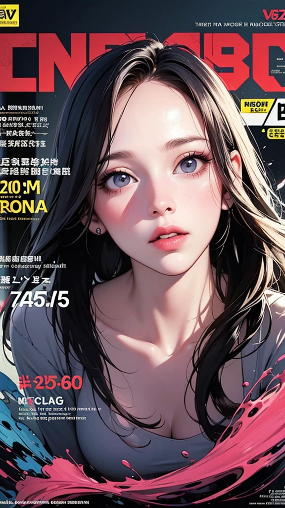 (magazine cover:1.3),Ulzzang-6500, (realistic: 1.3) (manuscript: 1.2), Masterpiece, best quality, Beautiful, clean face, full body, 1 girl, glitch art, (digital distortion), Pixel fragments, Corrupted data,Colorful sounds, visual chaos,Contemporary aesthetics