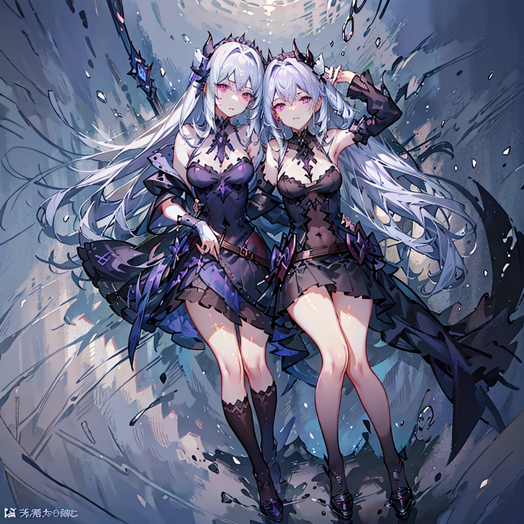 She wears a revealing dress that is sleeveless and reaches down to her waist, with lace fabric on the front of her neck. She has silver hair that reaches down to her shoulders, red and purple eyes, black shoes, and a black choker. She wields two daggers, a shape-shifting white dagger and a black dagger that shrouds darkness, and enjoys torturing and massacring people.々A psychopathic and sadistic beautiful girl who terrorizes everyone. One Girl