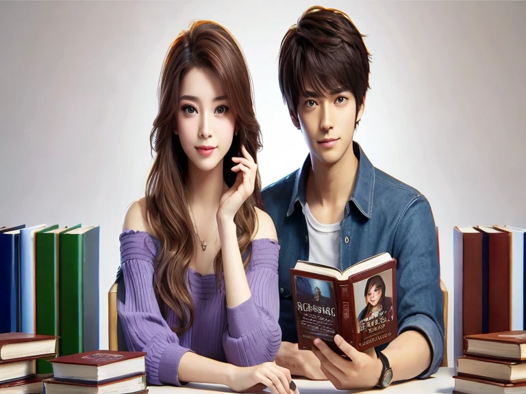 Highest quality、masterpiece、photograph、I read a book、Japanese beauty、Japan handsome man