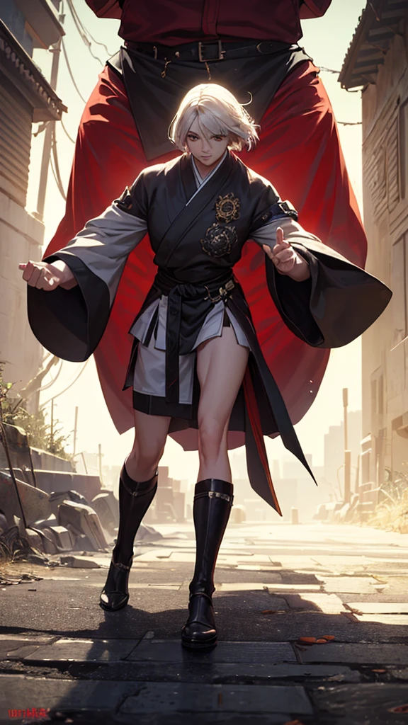 (masterpiece, 4K ,Super detailed:1.2), (anime:1), (Perfect quality), The whole body is shown, View Viewer, Martial Artist, tall, Desperate look, Ultra violent women, Short Hair, Powerfully々And, RPG concept art character, Elegant appearance, Muscular