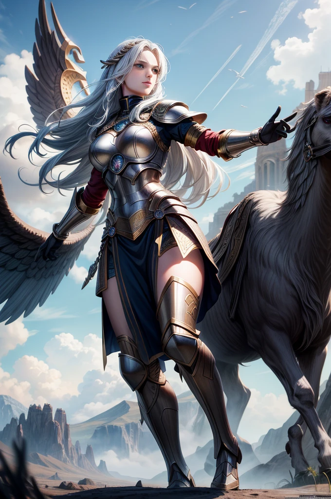 Asgard,Valkyrie,Lady Knight,anatomy correct,epic fantasy digital art,tmasterpiece,8K,high definition resolution,Detailed detail drawing,high qulity,Epic composition,