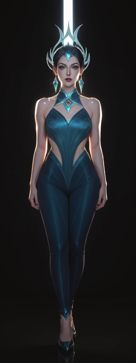 realistic, score_9, score_8_up, score_7_up, score_6_up,
1girl, solo, from front, full body, Karma \(league of legends\), black background, makeup, sidelighting, backlighting, glowing,