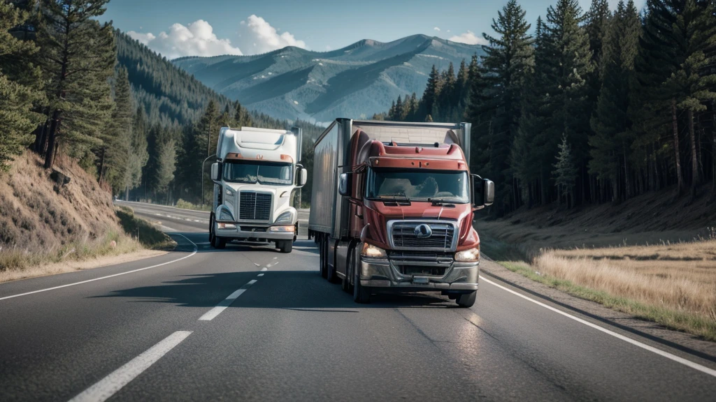Trucker on the road with truck on the side in the middle of the road