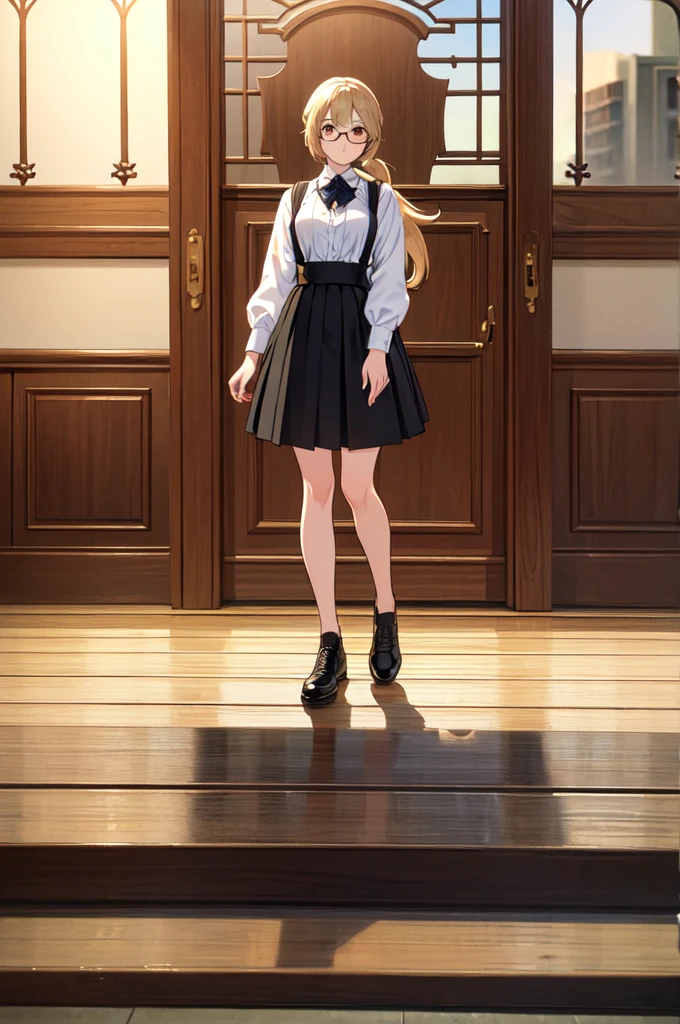 masterpiece, 32k, extremely detailed, finely detail, intricate details,
BREAK
(absurdres:1.1, highres:1.1, ultra detailed:1.1),
insanely detailed, absurdres,
(high resolution:1.1, ray tracing:1.1, refraction:1.1)
(1 female, 独奏:1.3),
BREAK
perfect symmetrical face, pony tail, Long Flared Skirt, trainer, ((Glasses)), 黒髪
BREAK
(((full body))), standing,
BREAK