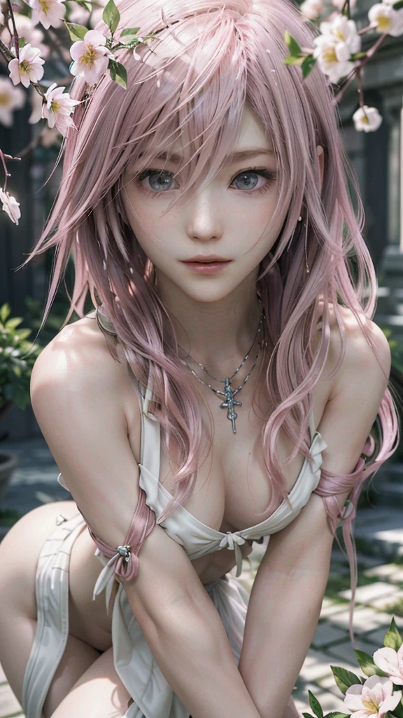 (masterpiece, Highest quality:1.3)
Lightning FF13, 1 girl, alone, Long Hair, Pink Hair、Completely naked、All Nude、Cherry tree in full bloom、garden、Wear nothing、、On all fours、Upper body close-up、smile、