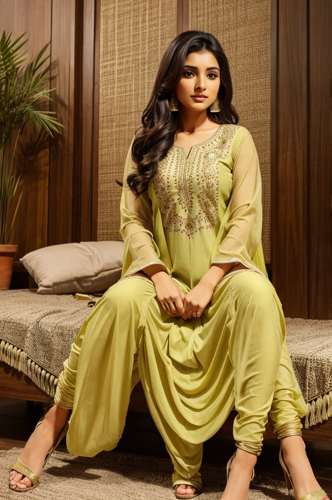 Beutiful girl Indian dress salwar kameez at home