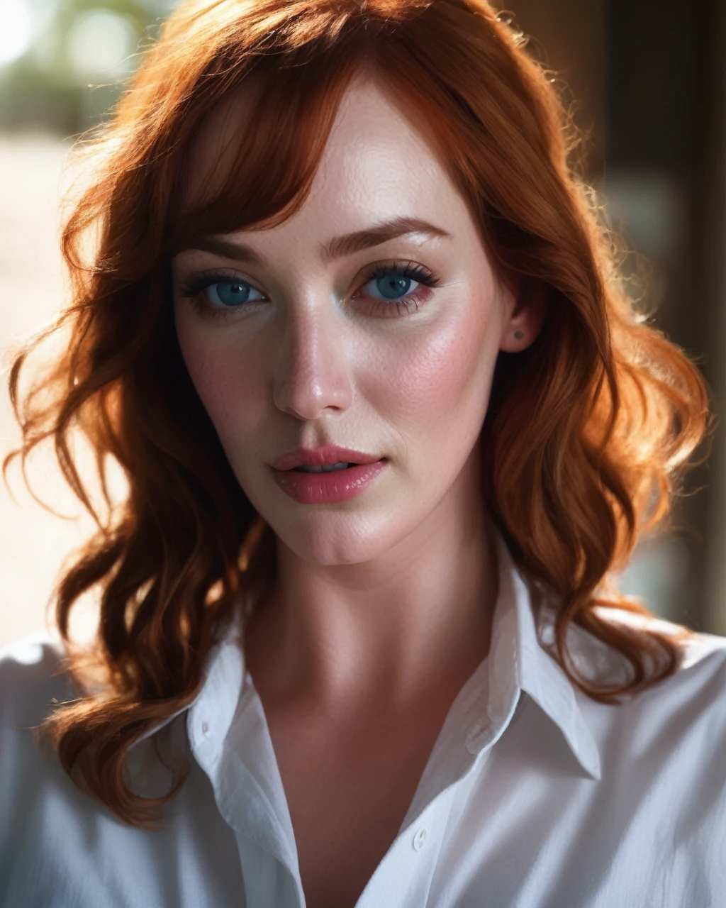 christina_hendricks,((wearing a oversized white shirt that reads "Melons")), outdoor, denim, oversized t-shirt, ((sharp face, detailed face, realistic face, naturtal skin, realistic skin, detailed skin, pores)), ((perfect eyes, detailed eyes,realistic eyes)), (masterpiece, best quality, ultra-detailed, best shadow), high contrast, (best illumination), ((cinematic light)), colorful, hyper detail, dramatic light, intricate details, (1 girl, solo) , ultra detailed artistic photography, dreamy, backlit, shadows, ultra high definition, 8k, ultra sharp focus, ultra high quality model, soft lighting, film photography, analogue photography, hyperrealism, massive naked tits, nsfw, wet