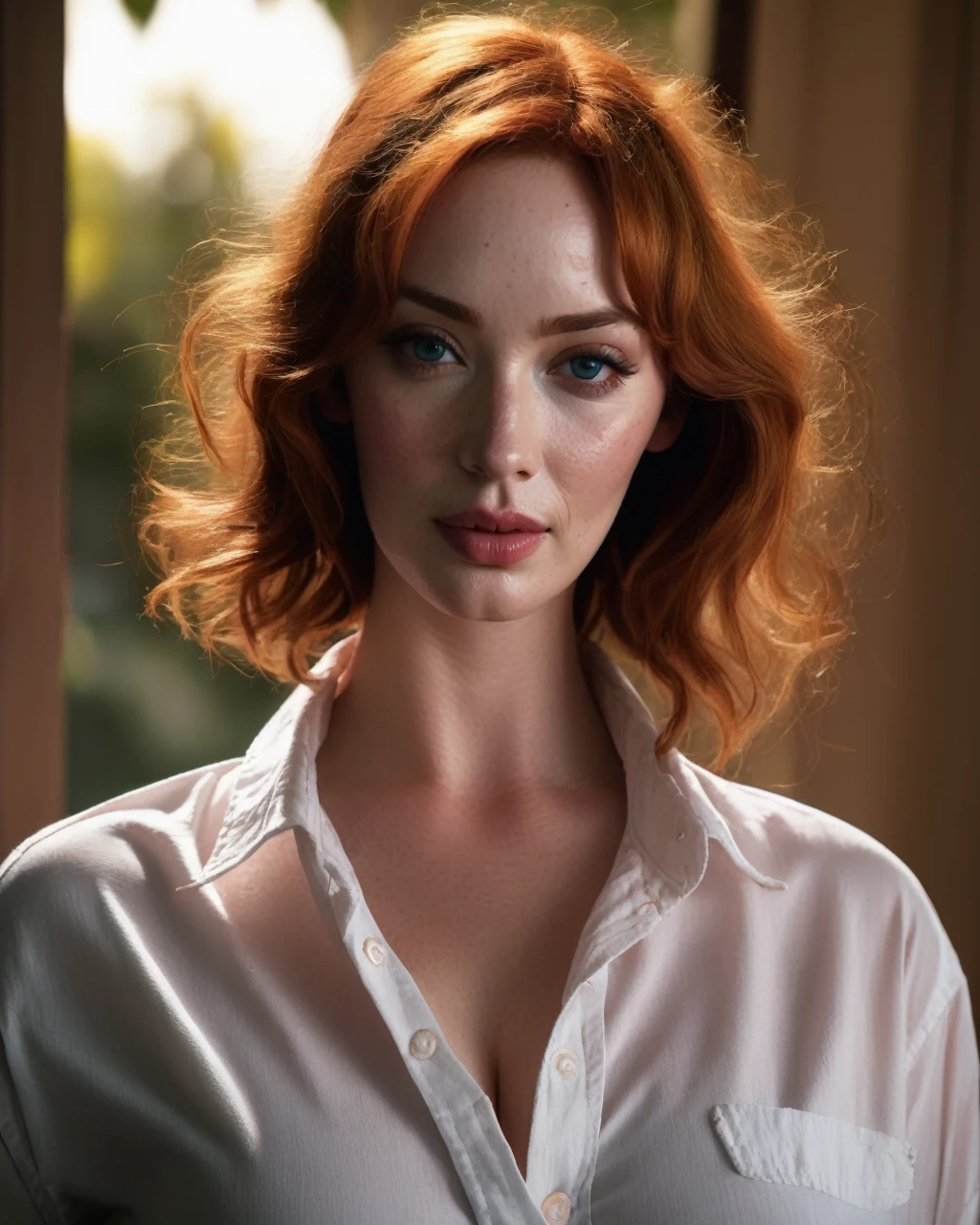 christina_hendricks,((wearing a oversized white shirt that reads "Melons")), outdoor, denim, oversized t-shirt, ((sharp face, detailed face, realistic face, naturtal skin, realistic skin, detailed skin, pores)), ((perfect eyes, detailed eyes,realistic eyes)), (masterpiece, best quality, ultra-detailed, best shadow), high contrast, (best illumination), ((cinematic light)), colorful, hyper detail, dramatic light, intricate details, (1 girl, solo) , ultra detailed artistic photography, dreamy, backlit, shadows, ultra high definition, 8k, ultra sharp focus, ultra high quality model, soft lighting, film photography, analogue photography, hyperrealism, massive naked tits, nsfw, wet