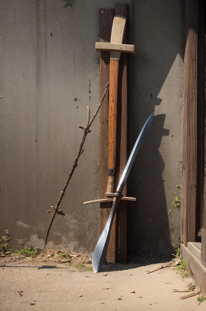 An ax with two blades and the handle says root in Japanese