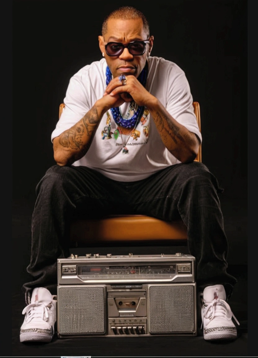 55 year old black rapper Pixar style