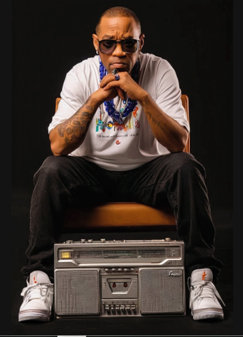 55 year old black rapper Pixar style