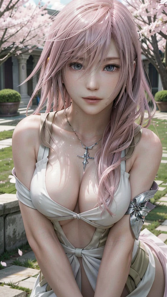 (masterpiece, Highest quality:1.3)
Lightning FF13, 1 girl, alone, Long Hair, Pink Hair、Completely naked、All Nude、Sweat all over the body、Hold your head with both hands、Cherry tree in full bloom、garden、Wear nothing、、On all fours、Upper body close-up、smile、View your viewers