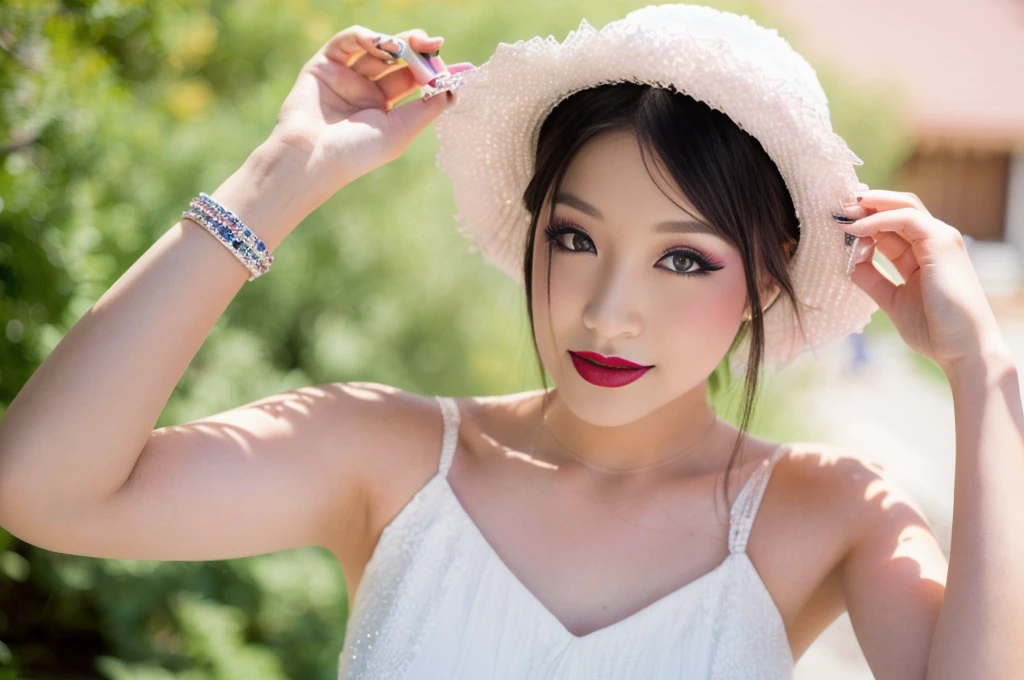 A girl wearing makeup from the rock band KISS