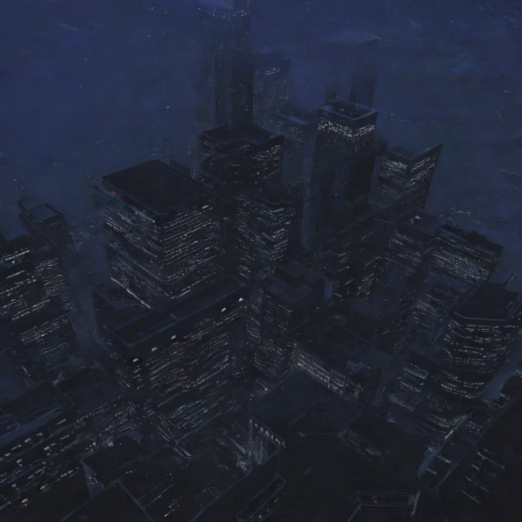 A high view of a city, high angle shot, monochrome, manga style, colorless, night time, manga art style, by murata, manga background