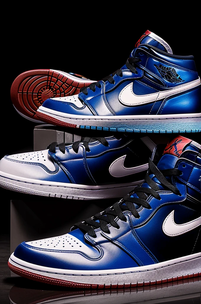 Peacock Grabbing Basketball Sneakers on Specific Jordan Retro 1 , black background of the image