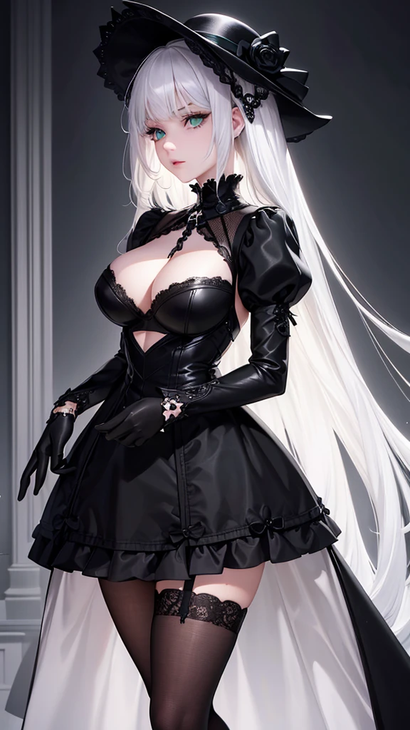 nsfw, hyper photo realistic, slim hottie lewd girl in a lacy mini-skirted gorgeous maid outfit in silver lighting, standing, lift up skirt, Panty with lace that can be glimpsed, in the style of 2d game art, blink-and-you-miss-it detail, detailed costumes, heavy shading