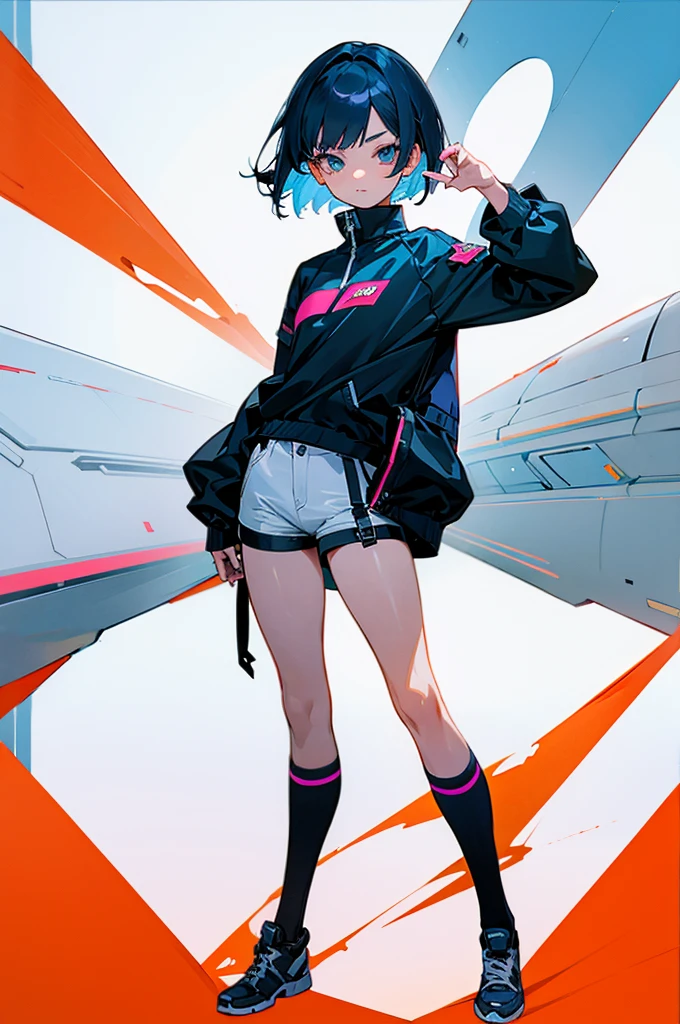 anime girl in her  about to enter her 20's. Short hair cool looking, slightly mildly muscular, beautiful eyes, original character, full body view, doing a coolpose. 