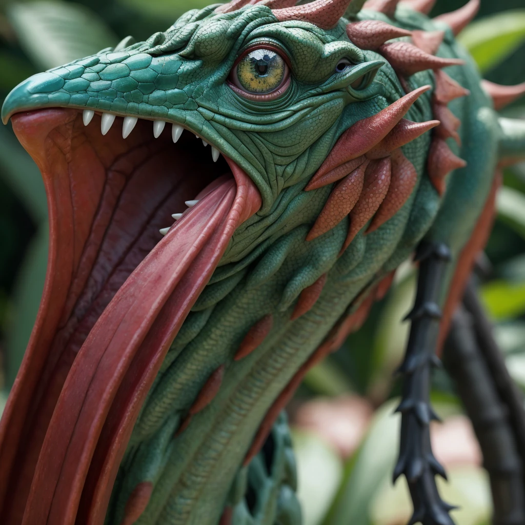 Dragão, cor, verde, vermelho e preto, ameaçador, (masterpiece: 1.2) (realistic: 1.2) (bokeh) (best quality) (detailed skin: 1.3) (intricate details) (8K) (detail eyes) (sharp focus),