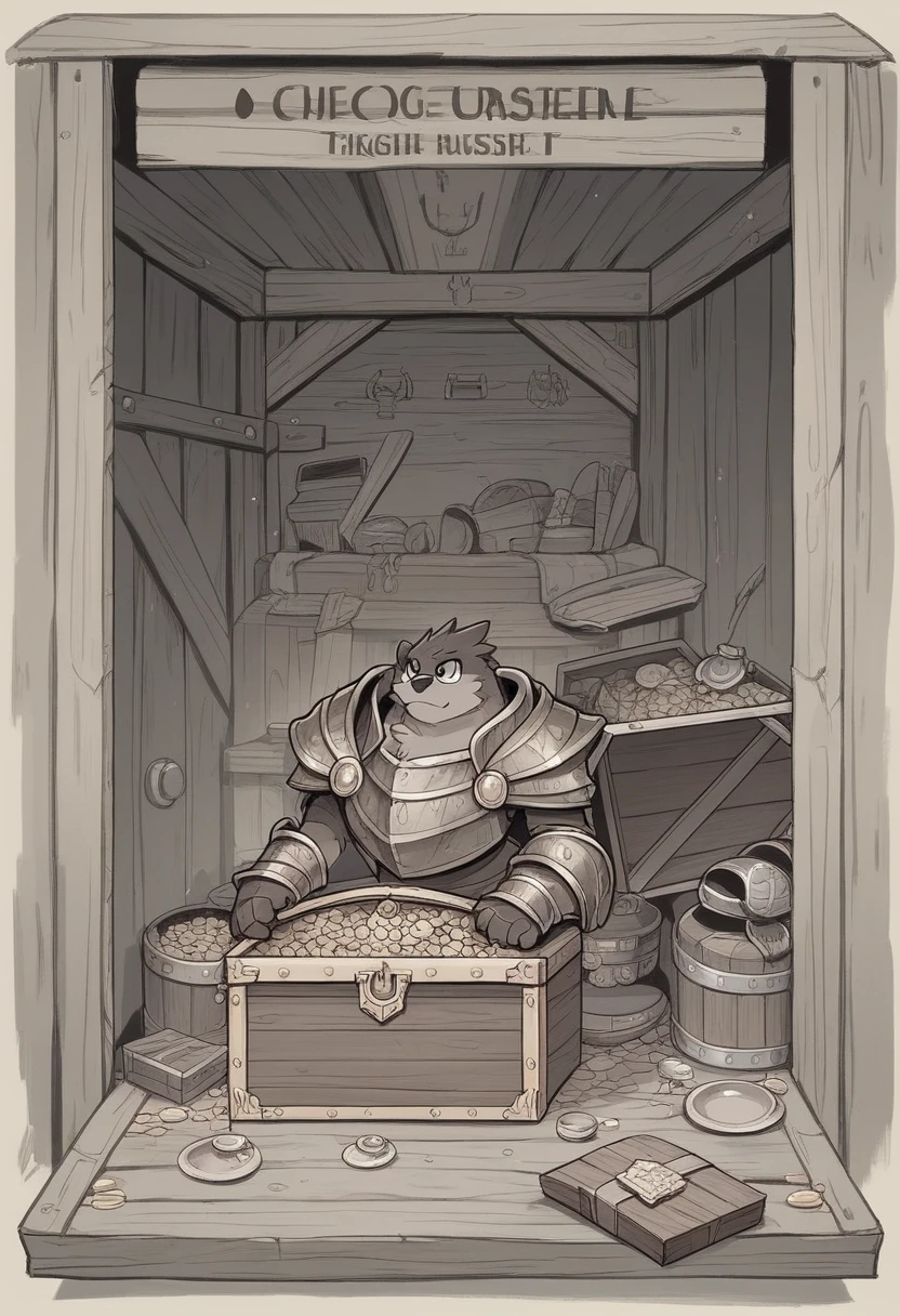 a drawing of a wooden chest with a door open, concept art by Avgust Černigoj, polycount, conceptual art, chest, , covered chest, large chest, treasure chest, plate armored chest, treasure chests, hiding large treasure chest, loot box, rpg item, front of the treasure box, big chest, chestplate, strong chest