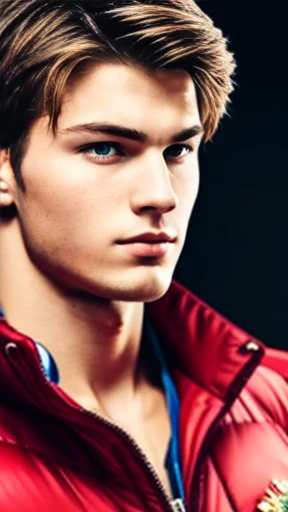 A young handsome Russian hero focus on face