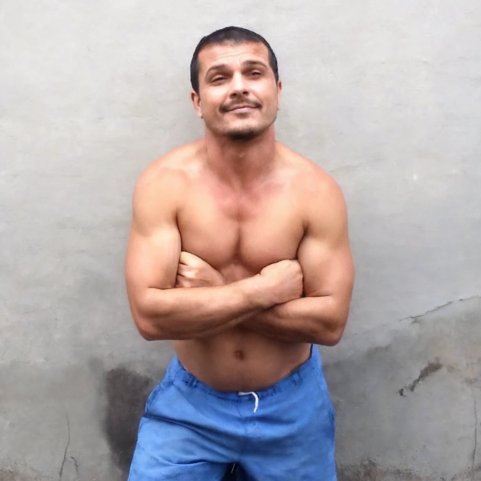 "(best qualityer,realisitic:1.37),portrait of a 35 year old person, dark-haired man, Buzz Cut, intense gaze,detailedeyes,eyes browns,Detailed lips,strong facial features,fine wrinkles,natural lighting,strong chin,determining expression,subtle stubble,neutral background,bright coloured"