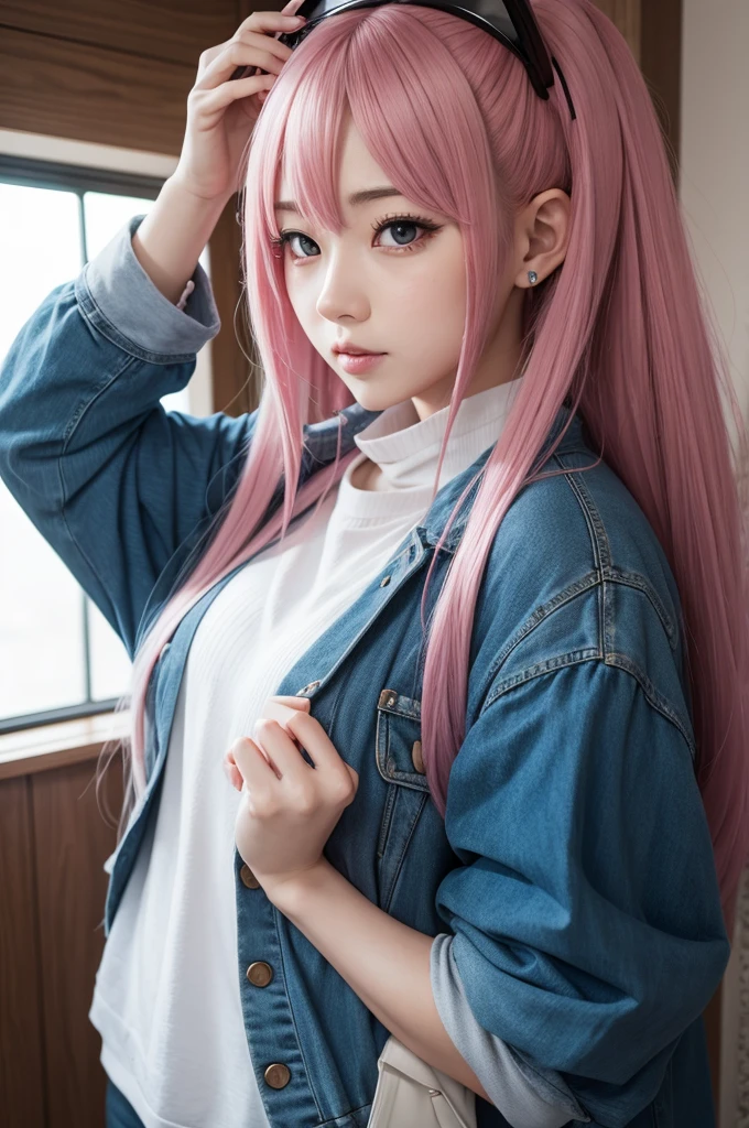 4k, raw camera, highres, masterpiece, portrait, aesthetic, beautiful, best quality, highly detaile, best quality clothing, aesthetic clothings, professional angle, rule of thirds, Feminine, delicate, beautiful, 19 years, attractive, solo, 1 girl, (Zero Two), (In an alley), (Upper Body, Close Up), ((From Looking at Viewer)), (Low Lighting), ((Smiling)), (Long Hair, Pink Hair, Very Straight Hair, Bangs, Blunt Bangs Hair, Little Red Oni Horns in hair), (Open Eyes, Aqua Eyes, DarkPink Eyeliner in Eyes, Very Cheerful Gaze), Soft Skin, (-), ((Standing, (Leaning Forward), Straight-On)), Beautiful Teeth, Perfect Teeth, White HairBand, (Half Open Mouth), (Natural Lips), (Medium Breast), ((Arms Behind Back, Hands Behind Back)), (Red Military Uniform, Full Black Tights, Necktie, Orange Necktie, Opaque Clothing, High Quality Clothing), (No Neckline), beautiful body, beautiful eyes, shiny eyes, shiny hair, beautiful mouth, beautiful lips, beautiful face, hd, matt suit