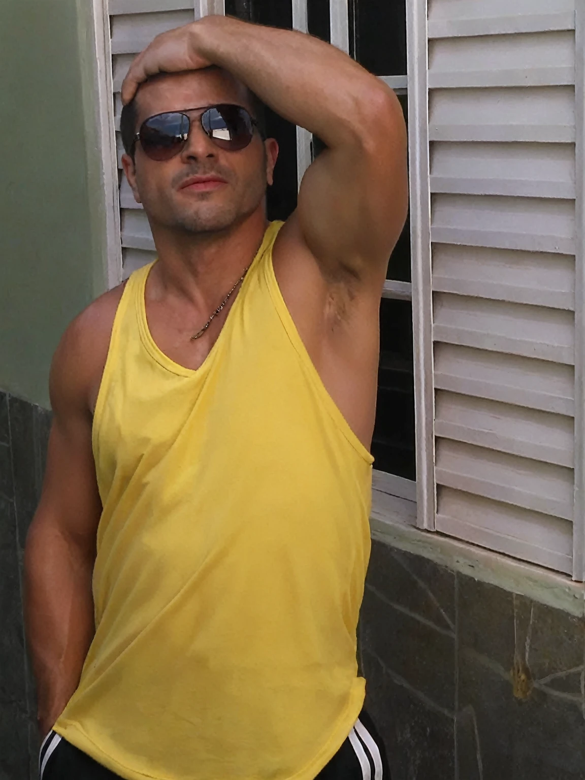 "(best qualityer,realisitic:1.37),portrait of a 35 year old person, dark-haired man, Buzz Cut, intense gaze,detailedeyes,eyes browns,Detailed lips,strong facial features,fine wrinkles,natural lighting,strong chin,determining expression,subtle stubble,neutral background,bright coloured"