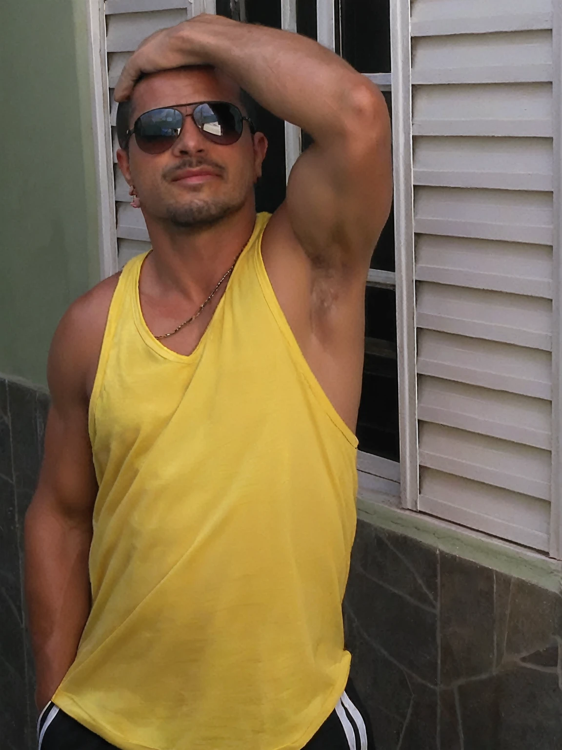 "(best qualityer,realisitic:1.37),portrait of a 35 year old person, dark-haired man, Buzz Cut, intense gaze,detailedeyes,eyes browns,Detailed lips,strong facial features,fine wrinkles,natural lighting,strong chin,determining expression,subtle stubble,neutral background,bright coloured"