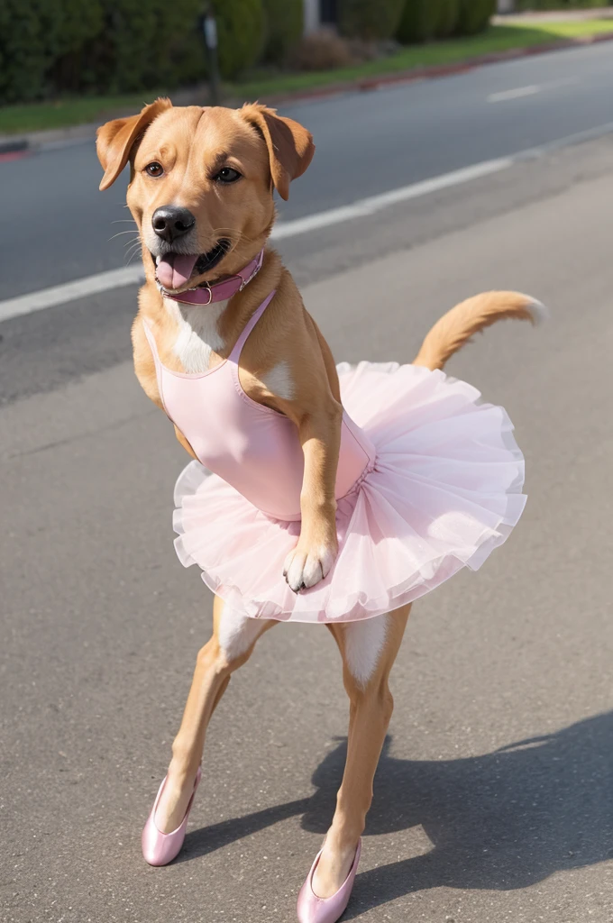 Dog dressed as a ballerina