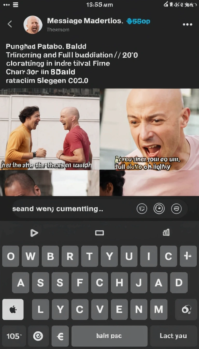Bald man running and then they laughed