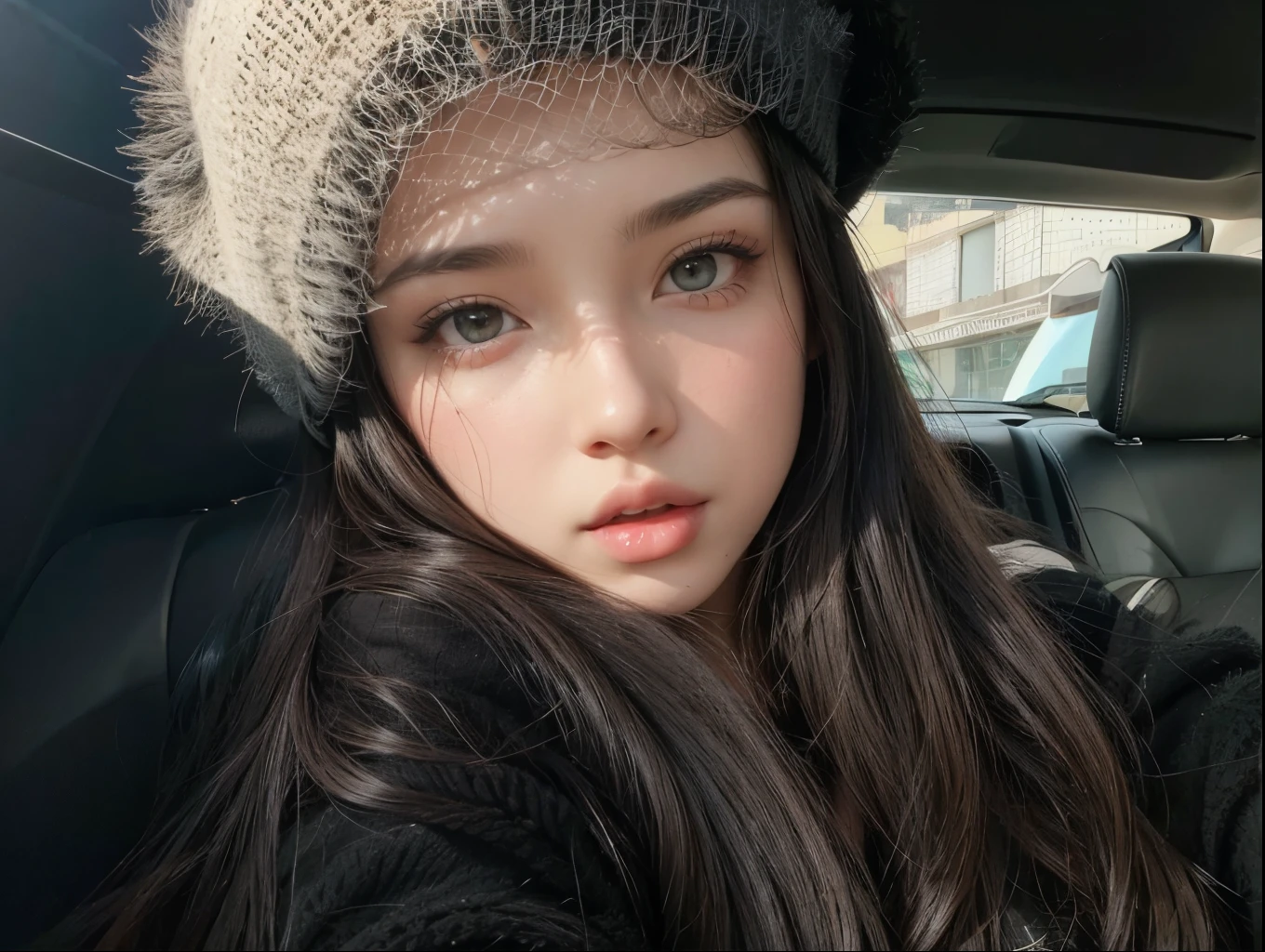 Perfect Woman, perfect mouth, perfect toes, perfect mouth, Flawless nose, perfect dark eyes, perfect and long straight black hair with bangs, big and beautiful breasts.