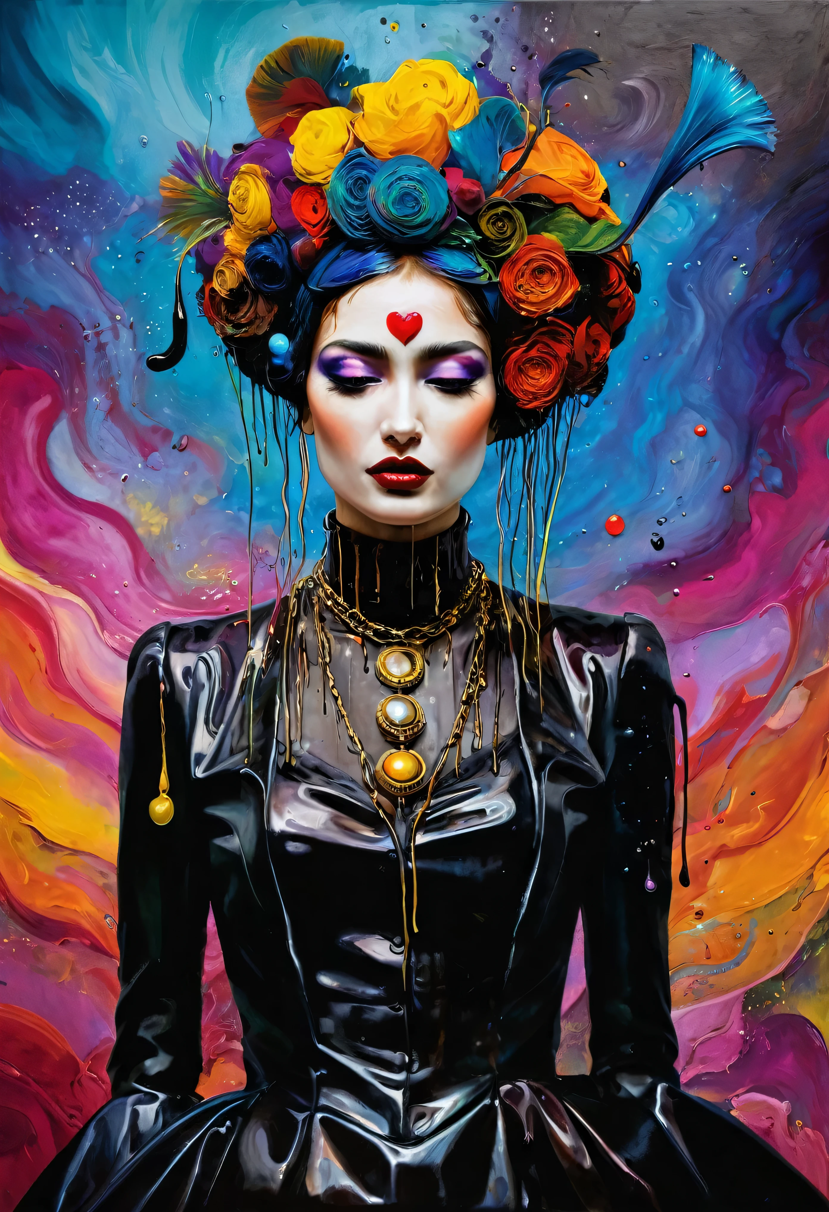(Artistic Masterpiece of Romantic Life) ( (Themed Art of Life) ( (Conceptual Art) (NFT Exclusive) (Fauvism Work) ()”) Where visual poetry transcends traditional boundaries and embraces the dynamic interplay between creativity and technology Takes),dripping paint,darkart,style, in the style of esao andrews