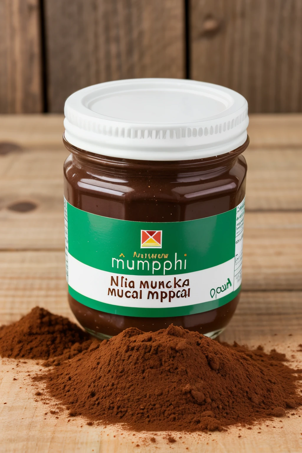 Label in Spanish for cocoa mucilage jam take into account the brand name called Núja Wámpuch 
((Best Quality)),  (detailed), 