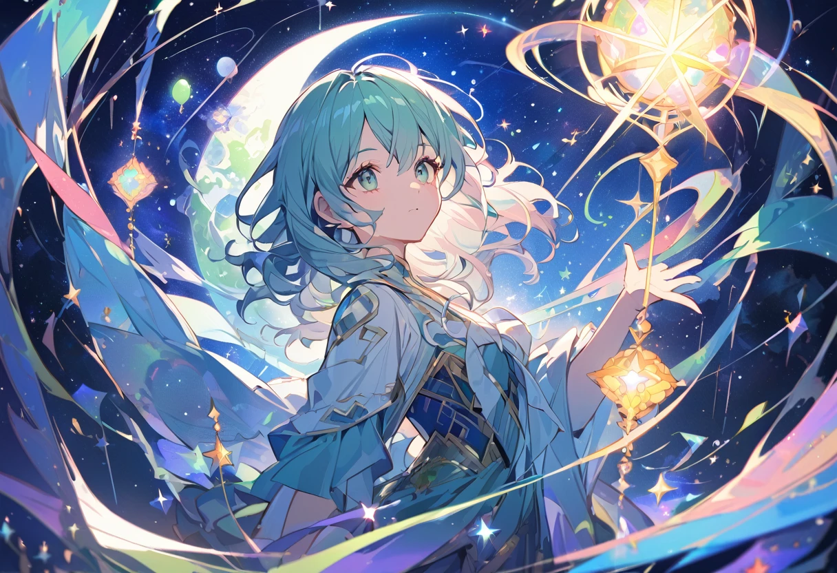 Dream world,Connecting with the universe,One girl,green,mystery,Look this way