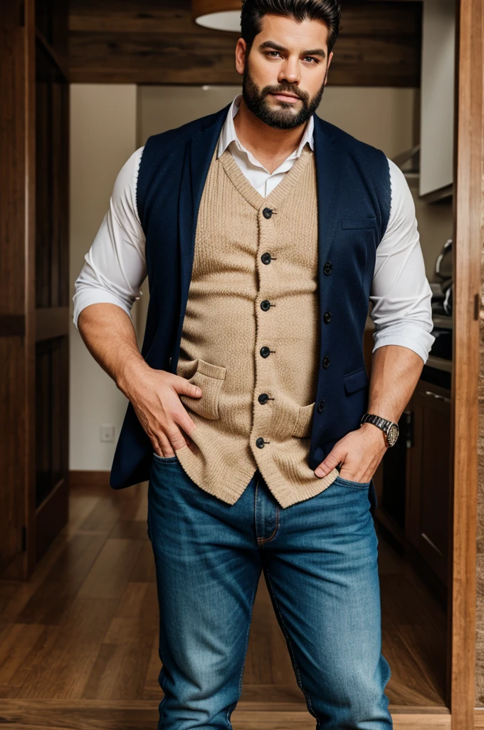 A man in full size under vest 