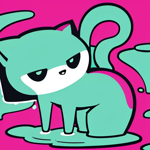Catの顔面アップ, children's book illustration style, high quality, Vector art, (Very detailed,Ultra-high resolution,Detailed Background),((2D)),((Flat Color))),(colorful)),((Floating colorful Water)),,1 girl,alone,Watch Viewer,Benjamin,Catの擬人化,Cat