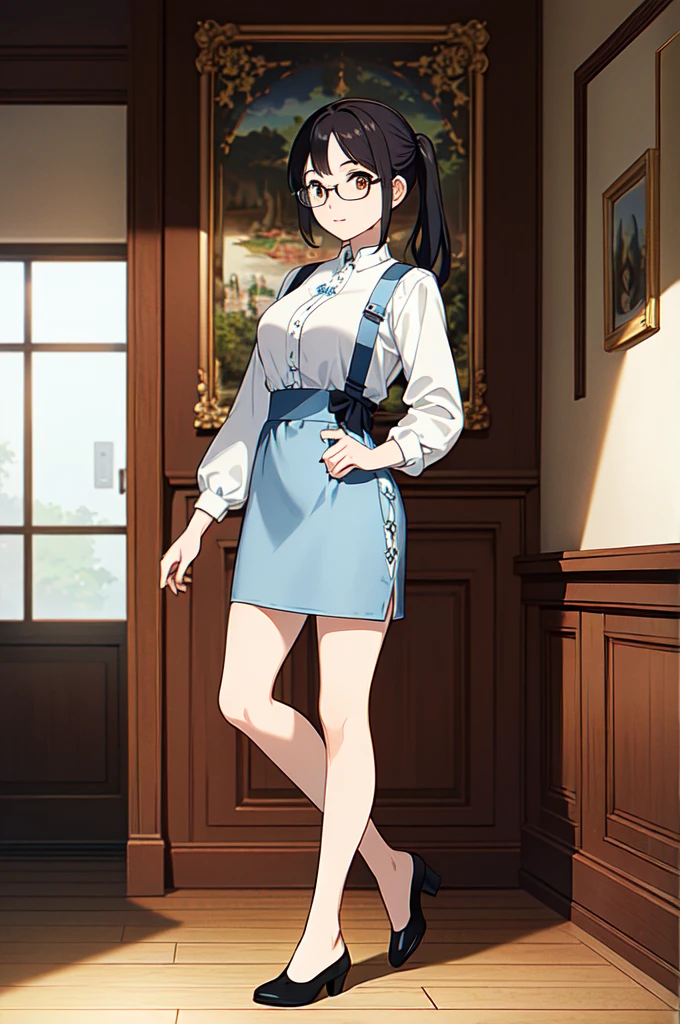 masterpiece, 32k, extremely detailed, finely detail, intricate details, 
BREAK
(absurdres:1.1, highres:1.1, ultra detailed:1.1),
insanely detailed, absurdres, 
(high resolution:1.1, ray tracing:1.1, refraction:1.1)
(1 female, 独奏:1.3), 
BREAK
perfect symmetrical face, pony tail, Casual wear, ((Glasses)), 
BREAK
(((full body))), standing, 
BREAK