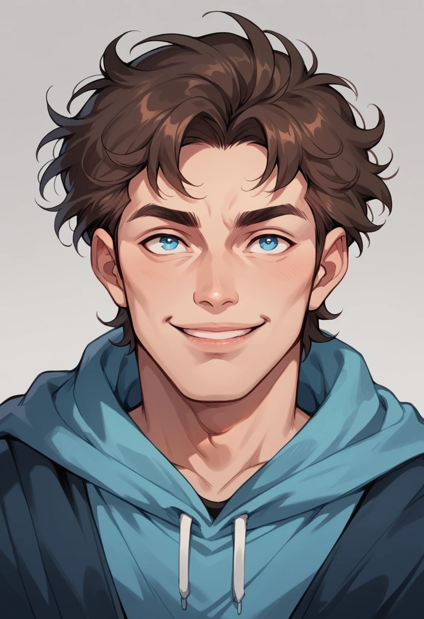 Male
Age: 25
heights: 5'6
eyes and hair color: Crystal Ice Blue Eyes, and mid length messy dark brown hair with silver streaks, Rossy pink plump lips, always smiling 