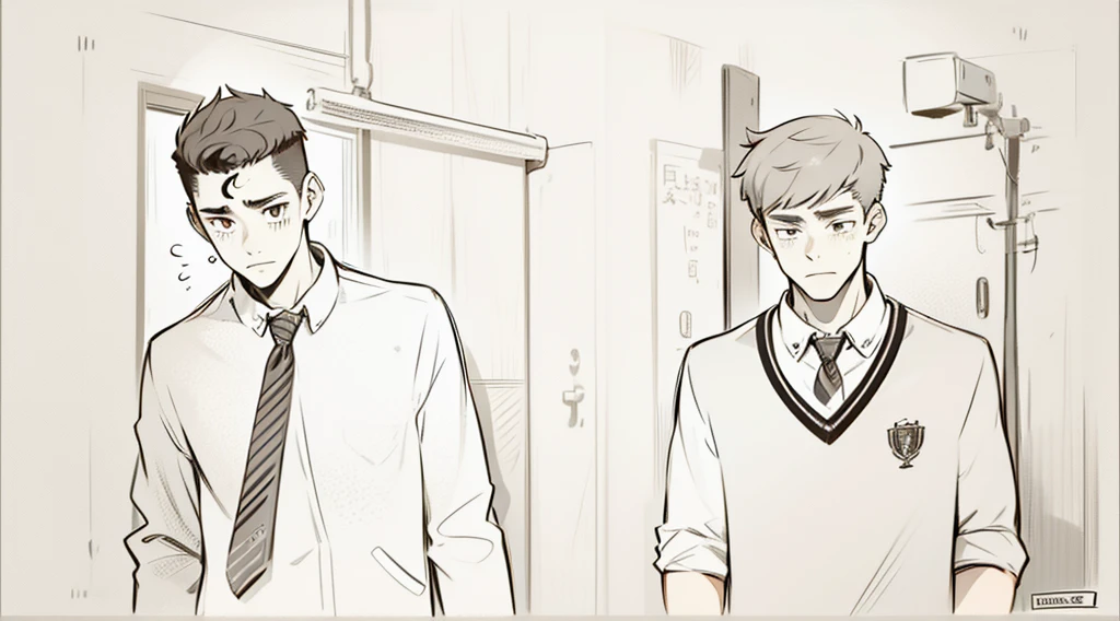 There are two thin 14-year-old boys who are talking with some nerves and sadness.