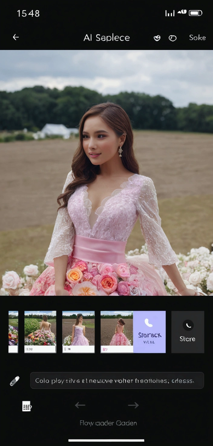 flower garden, luxurious, bright, sparkling, cute dress