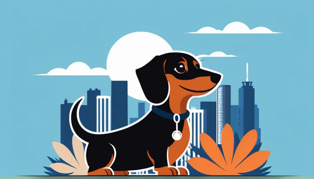Score: Dachshund with a cool Japanese cityscape tattoo_9, score_8_up, score_7_up, score_6_up, score_5_up, score_4_up, logo,
A logo for a dog hottel, (head portrait), ((light Black&brown dachshund' black ear:1.25), Text "Y Bnma", dog on the Text, under the roof , dog bowl, dog ball, dog toys around, happy dog, pastell colors (orange, dark blue, blue, brown),
LogoRedAF
the dachshund wags its tail and floats its paw
The dachshund's body has a tattoo-like pattern on it.
If you look closely, you can see the streets of Japan
bamboo leaves, bamboo bushes, and high-class flower fields
It looks like a tattoo.
Pretty cool