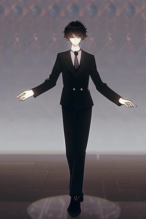 ((Лучшее качество)), ((шедевр)), (подробный), a dark-haired slender young man