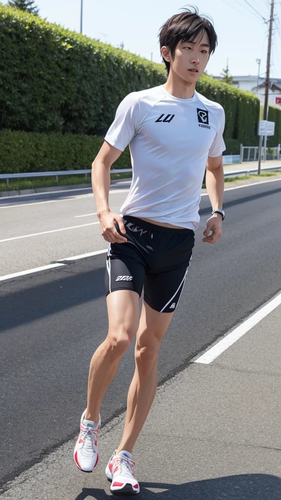 Japanese,,Long-distance running,cool,1 person,Handsome,Shorts,feet,Muscular