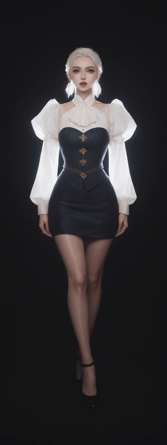 realistic, score_9, score_8_up, score_7_up, score_6_up,
1girl, solo, from front, full body, Swain \(league of legends\), black background, makeup, sidelighting, backlighting, glowing,