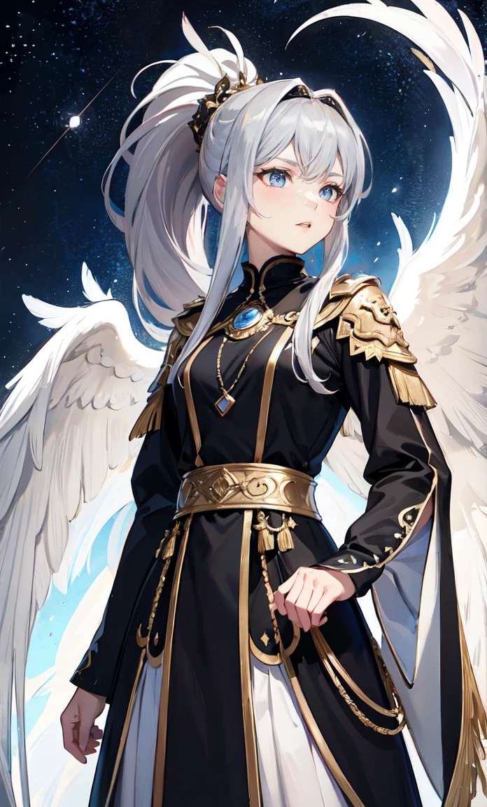 Noble Mansion,(gray hair：2.0),The ponytail is straight and tall.,Gold headband,stand close.,dream world,mature woman,(The phoenix&#39;s blue eyes were slender.,lipstick,Long eyelashes),Long eyelashes,contact lens,Gemstone Gold Necklace,(Off-the-shoulder blue fur dress,top of fur pipe,Strapless fur,wide wrist,long skirt,belt：2.0),top of fur pipe(big breast)Ballroom Background,(Soft light and shadow：1.9),High-heeled shoes made of fur,elegant high heels,Detailedly drawn background,(best quality,4K,8ก,High resolution,Masterpiece:1.2),Very detailed,beautiful girl,Enchanted,charming,Cheerfulness,sacred,Magical effect,silver white hair,(((wedding dress))),love eyes，bridal dress,Complicated dress,lace details,bedroom,solitude,during the night,Lace stockings,แถบsacred,See-through transparent clothes, big breasts,Show your breasts,The cracks are clear....,((big tits))，(pubic bone), rift, visible chest,seductive pose,I see bulging nipples.,(((large areolae:1.4,pink,The nipples are clearly visible.......)))