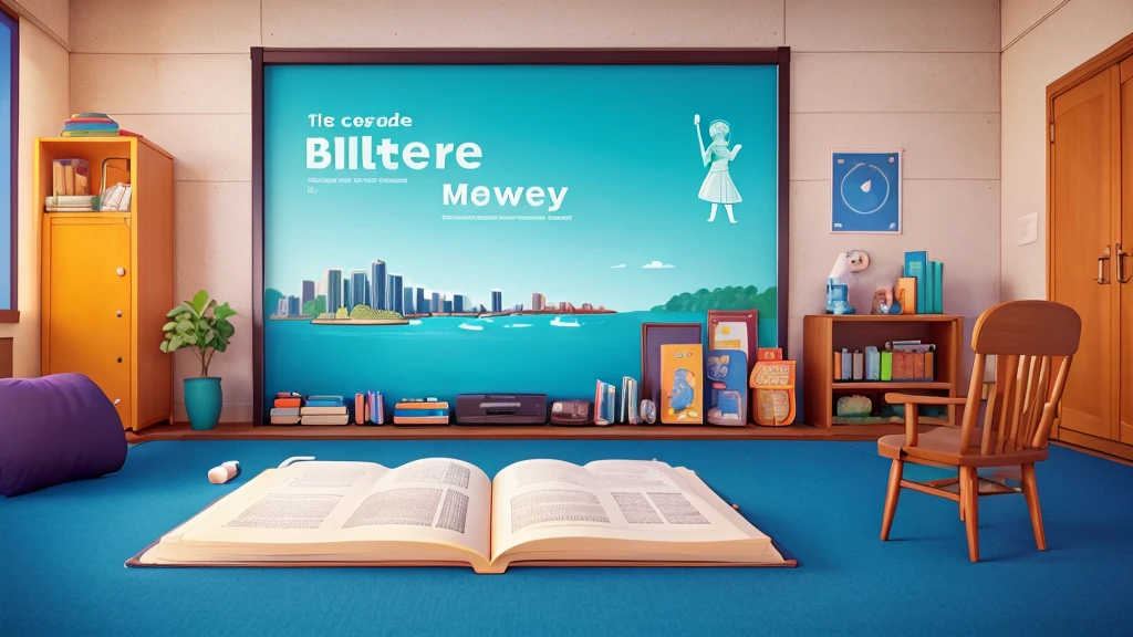 Create a simple and visually engaging image for a school bulletin board that highlights the cultural influence of the English language. The image should include iconic symbols representing various English-speaking countries, such as the Statue of Liberty for the USA, Big Ben for the UK, the Sydney Opera House for Australia, and a maple leaf for Canada. Incorporate elements of pop culture, like a book, a film reel, and music notes, to represent literature, movies, and music. Use bright, cheerful colors to make the image appealing and educational. The overall design should be clear and easy to understand, suitable for a school setting