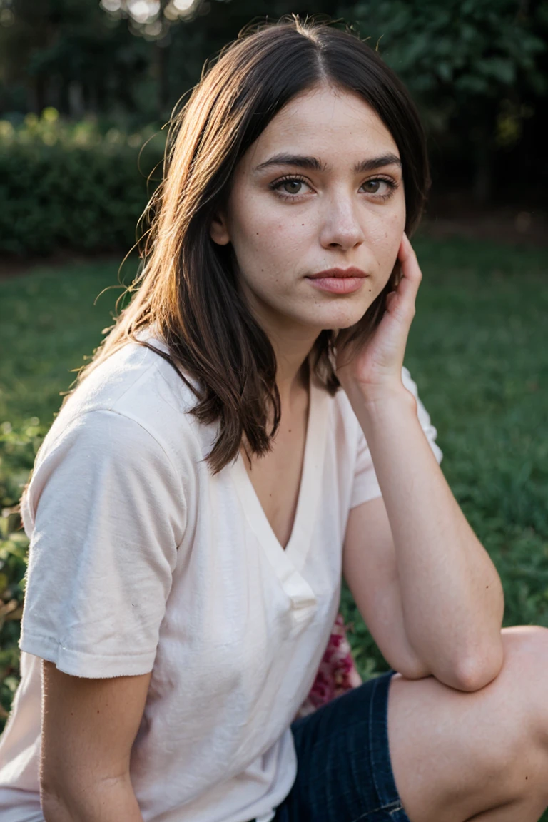 Portrait, shot on Leica, shadowplay, gorgeous lighting, subtle pastel hues, outdoors