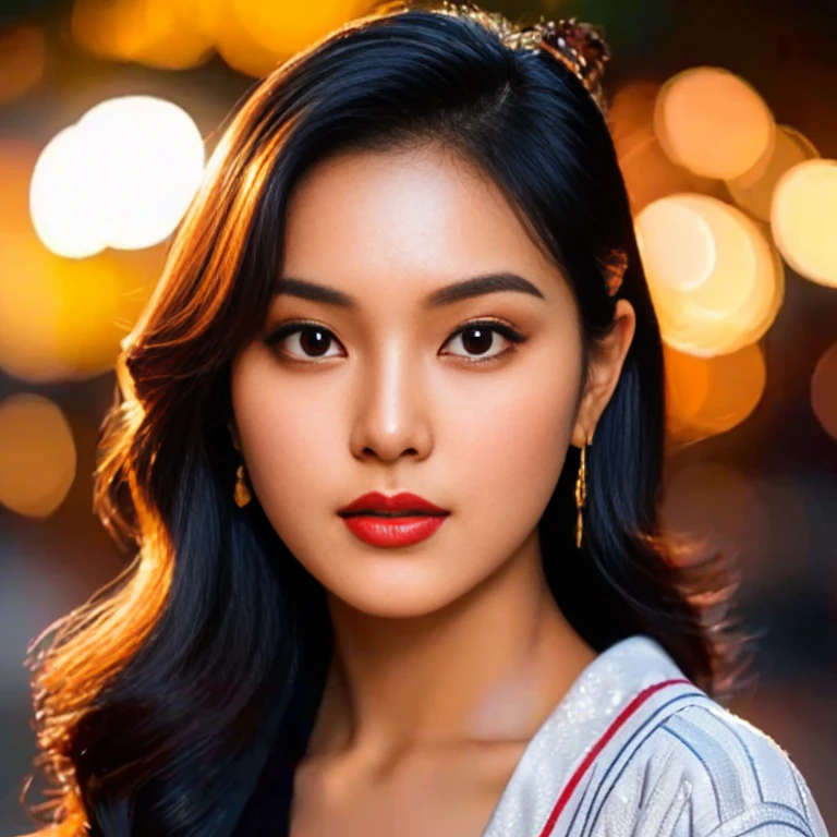 Arav Asian woman with round face, black eyes, staring at the viewer, morning sun, ((face details)), Double eyelids, realistic, Masterpiece, short hair, black eyes,abdominal muscles, The body is beautiful and strong...,, (digital painting, HDR, high contrast